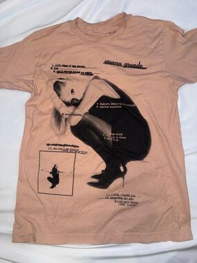 Ariana Grande Peach Tee with Black Photo Graphic